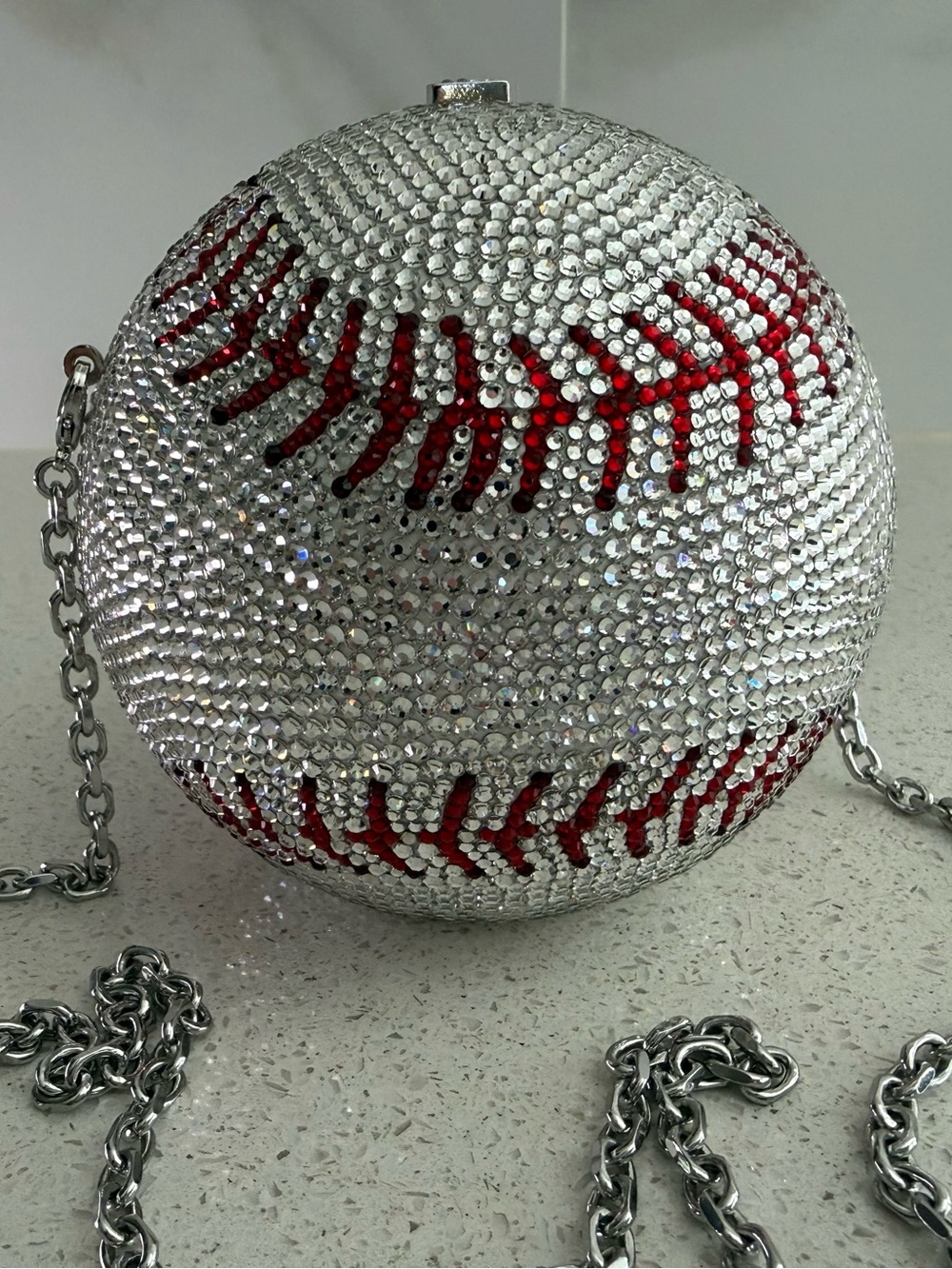 JUDITH LEIBER COUTURE NY Yankees Baseball Minaudiere - Picture 5 of 8